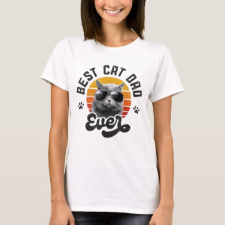 Best Cat Pap Ever Funny Papa Retro V T-shirt