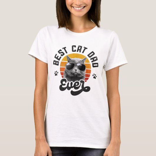Best Cat Pap Ever Funny Papa Retro V T-shirt (Voorkant)