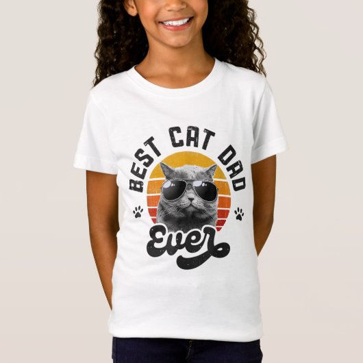 Best Cat Pap Ever Funny Papa Retro V T-shirt (Voorkant)