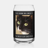 Best Cat Pap Ever Photo Black Blikvorm Glas (Achterkant)