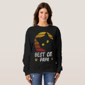 Best Cat Papa 80 Style Cat Retro Dis Trui (Voorkant volledig)