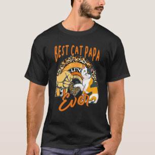 Best Cat Papa Ever Cat Leopard Rainbow Vader D T-shirt