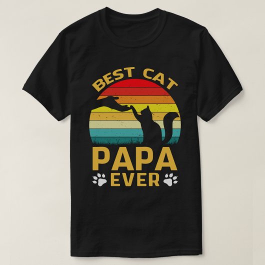 Best Cat PAPA Ever Retro  T-shirt (Design voorkant)