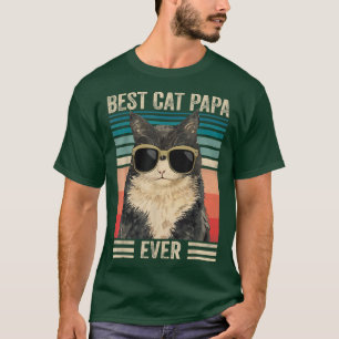 Best Cat Papa ooit  Retro Cat Dad Mannen Fathe T-shirt