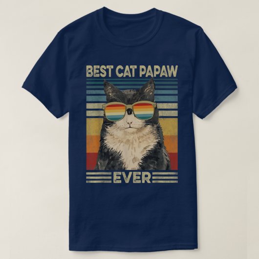 Best Cat Papaw Ever Retro Cat Dad D T-shirt (Design voorkant)