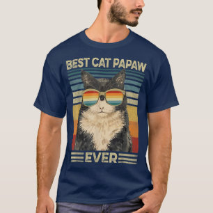 Best Cat Papaw Ever Retro Cat Dad D T-shirt