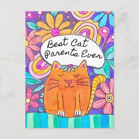 Best Cat Parents Ever Cat Lover Gift Postcard Briefkaart (Voorkant)