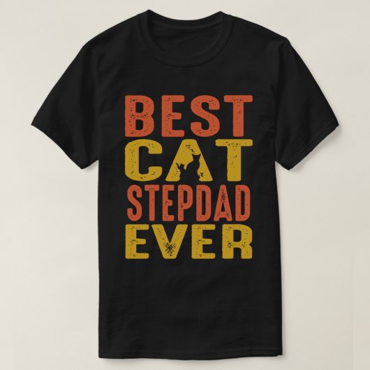 Best Cat STEPDAD Ever Retro  T-shirt (Design voorkant)