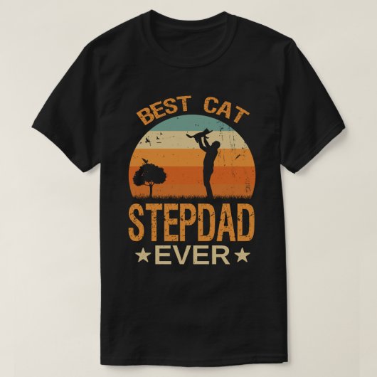 Best Cat STEPDAD Ever Retro  T-shirt (Design voorkant)