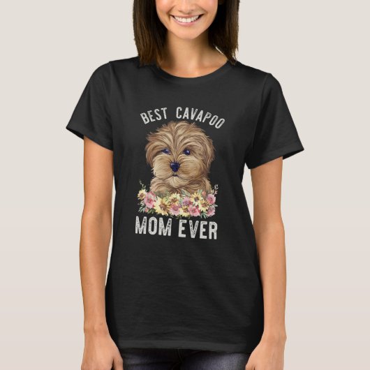 Best Cavapoo Mam Ever Floral Dog T-shirt (Voorkant)