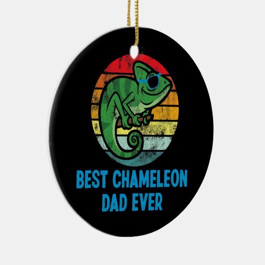 Best Chameleon Dad Ever Retro  Sunset Keramisch Ornament (Rechts)