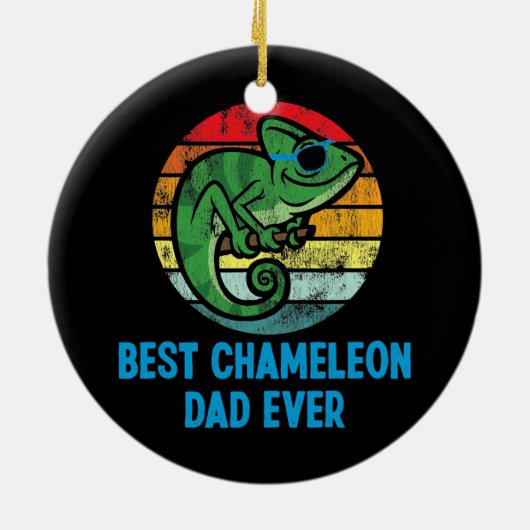 Best Chameleon Dad Ever Retro  Sunset Keramisch Ornament (Achterkant)
