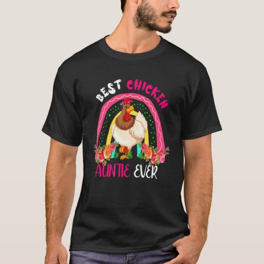 Best Chicken Auntie Ever Cute Chicken Bow Tie Moth T-shirt (Voorkant)