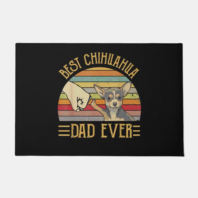 Best Chihuahua Dad Ever Retro Vintage Sunset Deurmat (Voorkant)