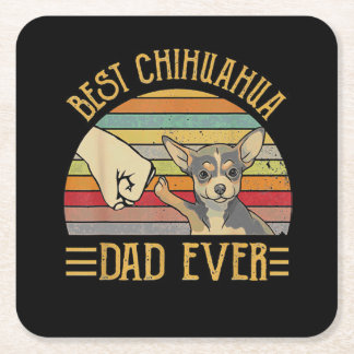 Best Chihuahua Dad Ever Retro Vintage Sunset Kartonnen Onderzetters