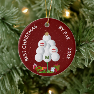 Best Christmas by Par Golf Ball Tree Initiaal Jaar Keramisch Ornament