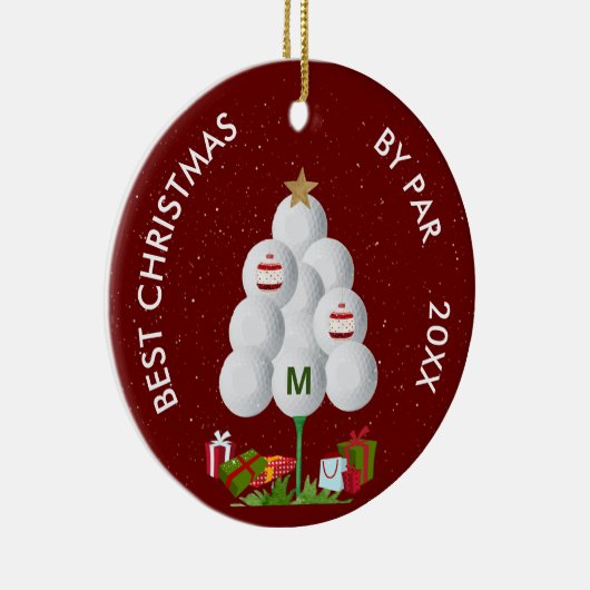 Best Christmas by Par Golf Ball Tree Initiaal Jaar Keramisch Ornament (Rechts)