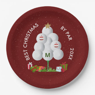 Best Christmas by Par Golf Ball Tree Initiaal Jaar Papieren Bordje