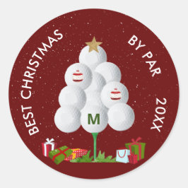 Best Christmas by Par Golf Ball Tree Initiaal Jaar Ronde Sticker