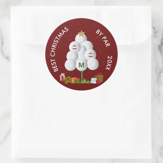 Best Christmas by Par Golf Ball Tree Initiaal Jaar Ronde Sticker (Tas)