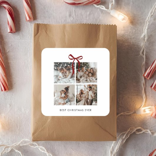 Best Christmas Ever Family Photo Collage Gift Vierkante Sticker