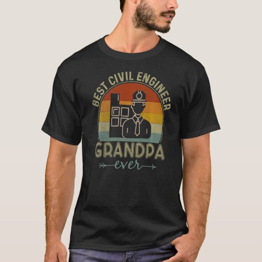 Best Civil Engineer Grandpa Ever Retro Graphic Fat T-shirt (Voorkant)