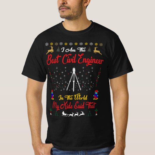 Best Civil Engineer Kerstmis T-shirt (Voorkant)
