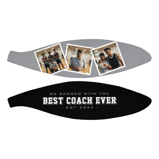 Best Coach Ever 3 Photo Collage Grey & Black Basketbal (Panelen)