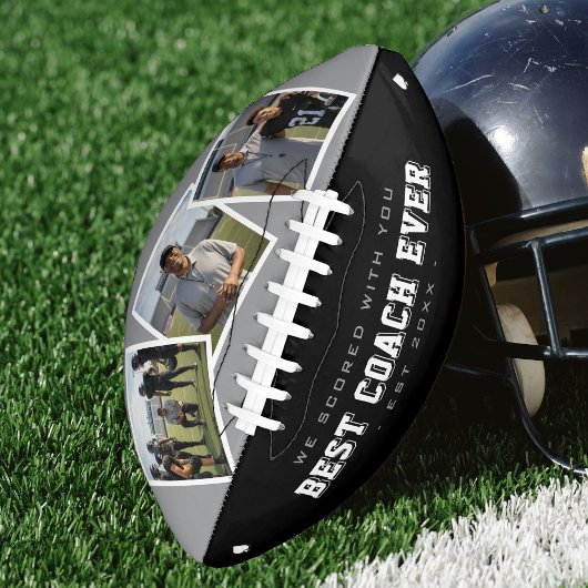 Best Coach Ever Photo Grey & Black American Football