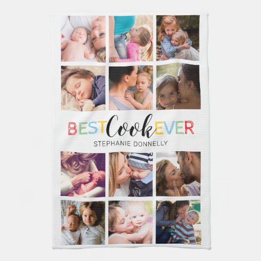Best Cook Ever Photo Collage Kitchen Towels Theedoek (Verticaal)