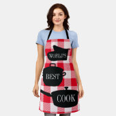 Best Cook Red White Gingham Check World Schort (Gedragen)