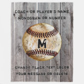 Best Cool Rustic Personalized Baseball Coach Gifts Fleece Deken (Voorkant)