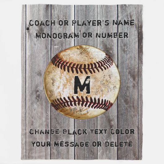 Best Cool Rustic Personalized Baseball Coach Gifts Fleece Deken (Voorkant)