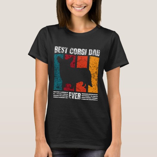 Best Corgi Dad Ever Distressed T-shirt (Voorkant)