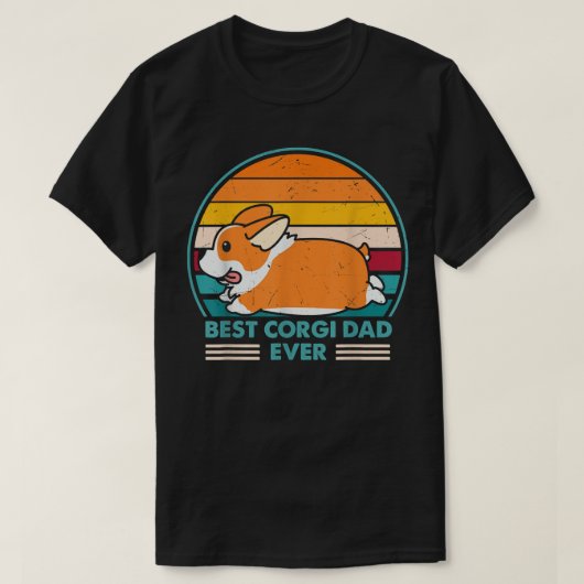 Best Corgi Dad Ever Retro 60s 70s Sunset F T-shirt (Design voorkant)