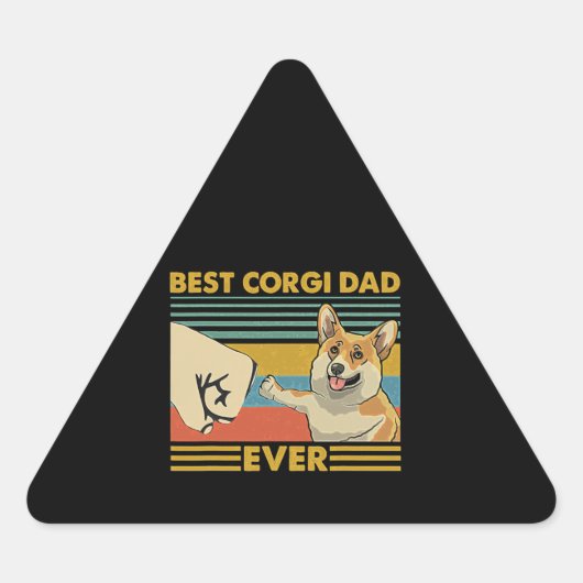 Best Corgi Dad Ever Retro Sunset Sticker (Voorkant)