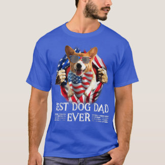 Best Corgi Dad over American Flag 4 juli Gift T-shirt
