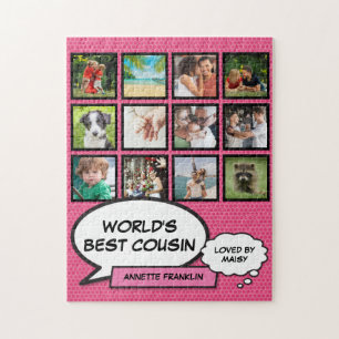 Best Cousin 12 Photo Collage Pink Fun Comic Legpuzzel