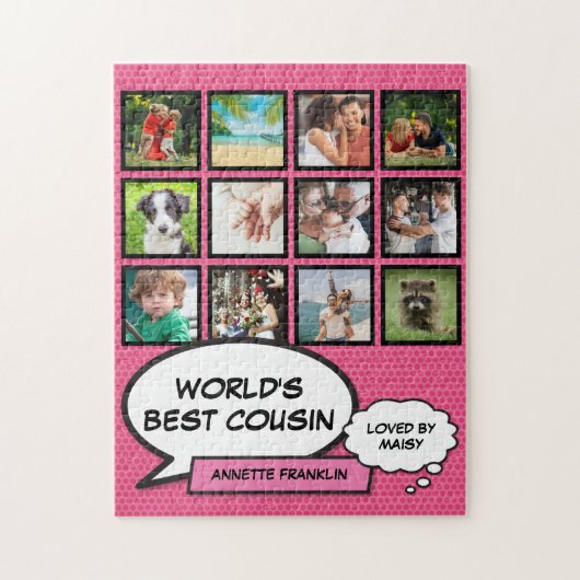 Best Cousin 12 Photo Collage Pink Fun Comic Legpuzzel (Verticaal)