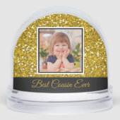 Best Cousin Ever 2 Photo Keepsake Gold Glitter Sneeuwbol (Voorkant)