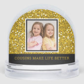 Best Cousin Ever 2 Photo Keepsake Gold Glitter Sneeuwbol (Achterkant)