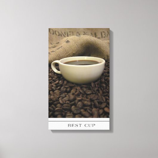 Best Cup - koffie en bonen op doek Canvas Afdruk (Voorkant)