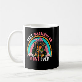 Best Dachshund Aunt Ever Cute Rainbow Flowers Dog  Koffiemok