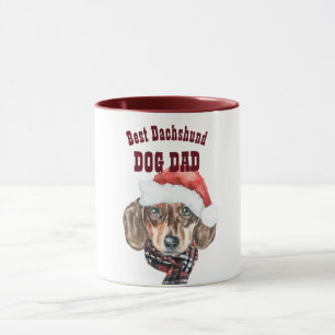 Best DACHSHUND Dog Dad Kerstmis Illustrated Cute Mok