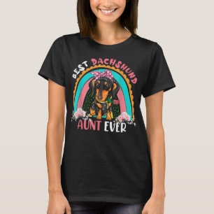 Best Dachshund tante Ever Cute Rainbow Flowers Dog T-shirt