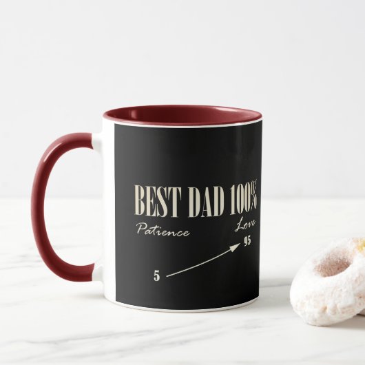 Best Dad 100% Love Patience Funky Father Mok Cup (Met donut)