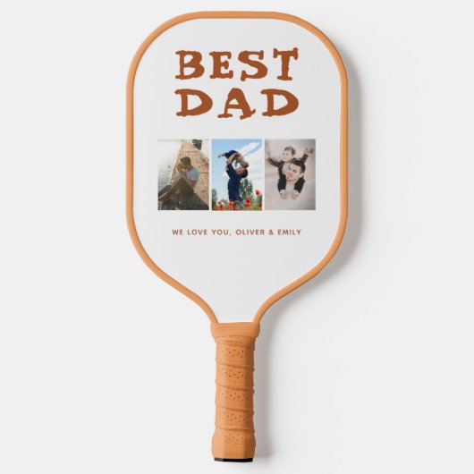 Best Dad 3 Photo Collage Family Afbeelding Pickleball Paddle (Achterkant)