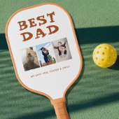 Best Dad 3 Photo Collage Family Afbeelding Pickleball Paddle
