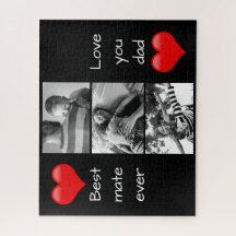 Best Dad 3-Photo Custom Text Love Heart