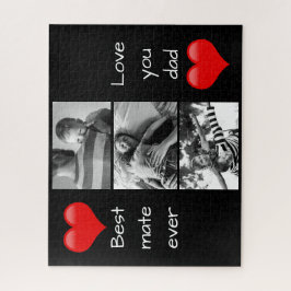 Best Dad 3-Photo Custom Text Love Heart Legpuzzel